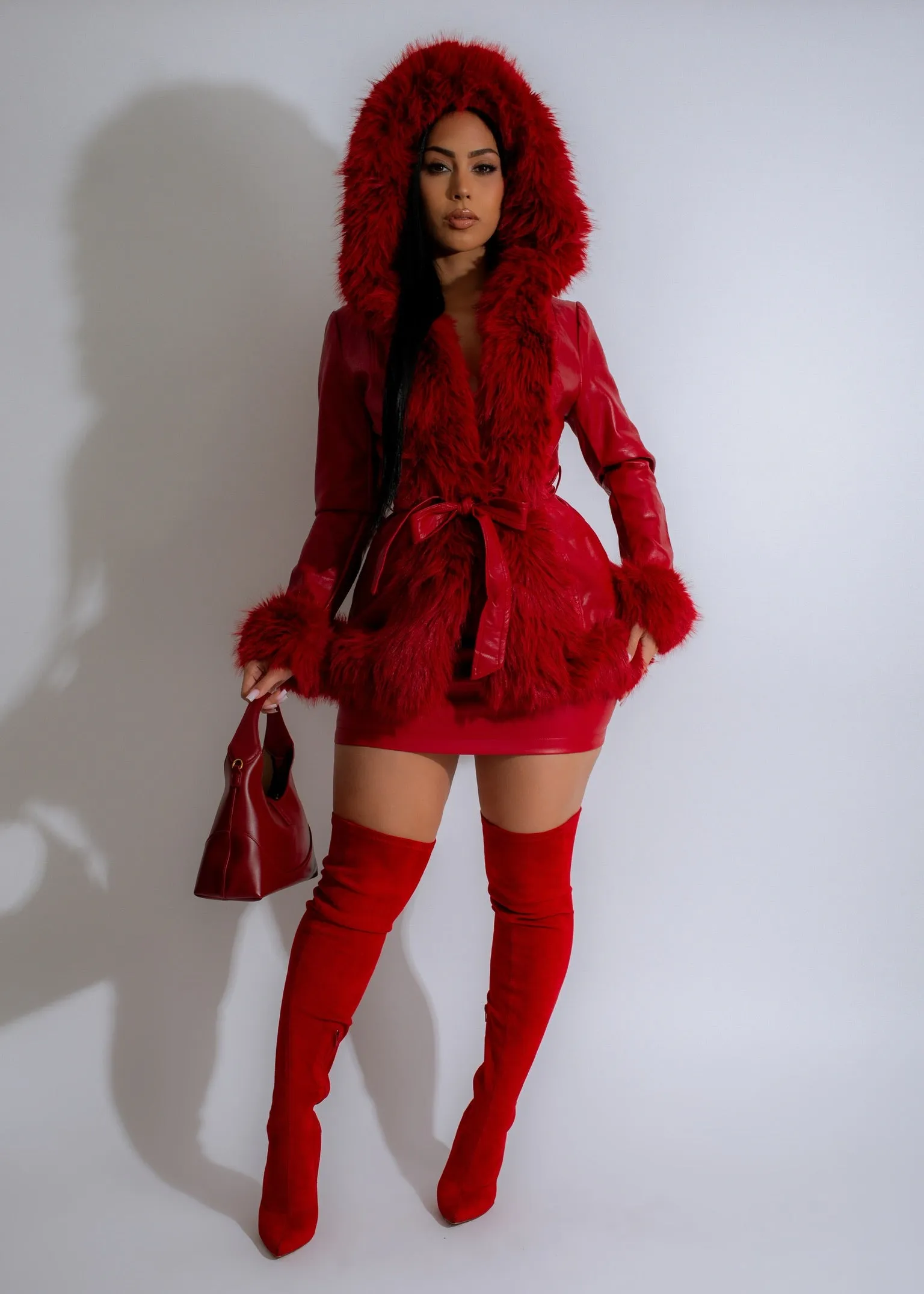 Fierce Luxe Faux Leather Jacket Red