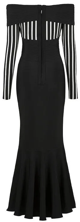 'Flipa' Black & White Contrasting Fit & Flare Bandage Dress