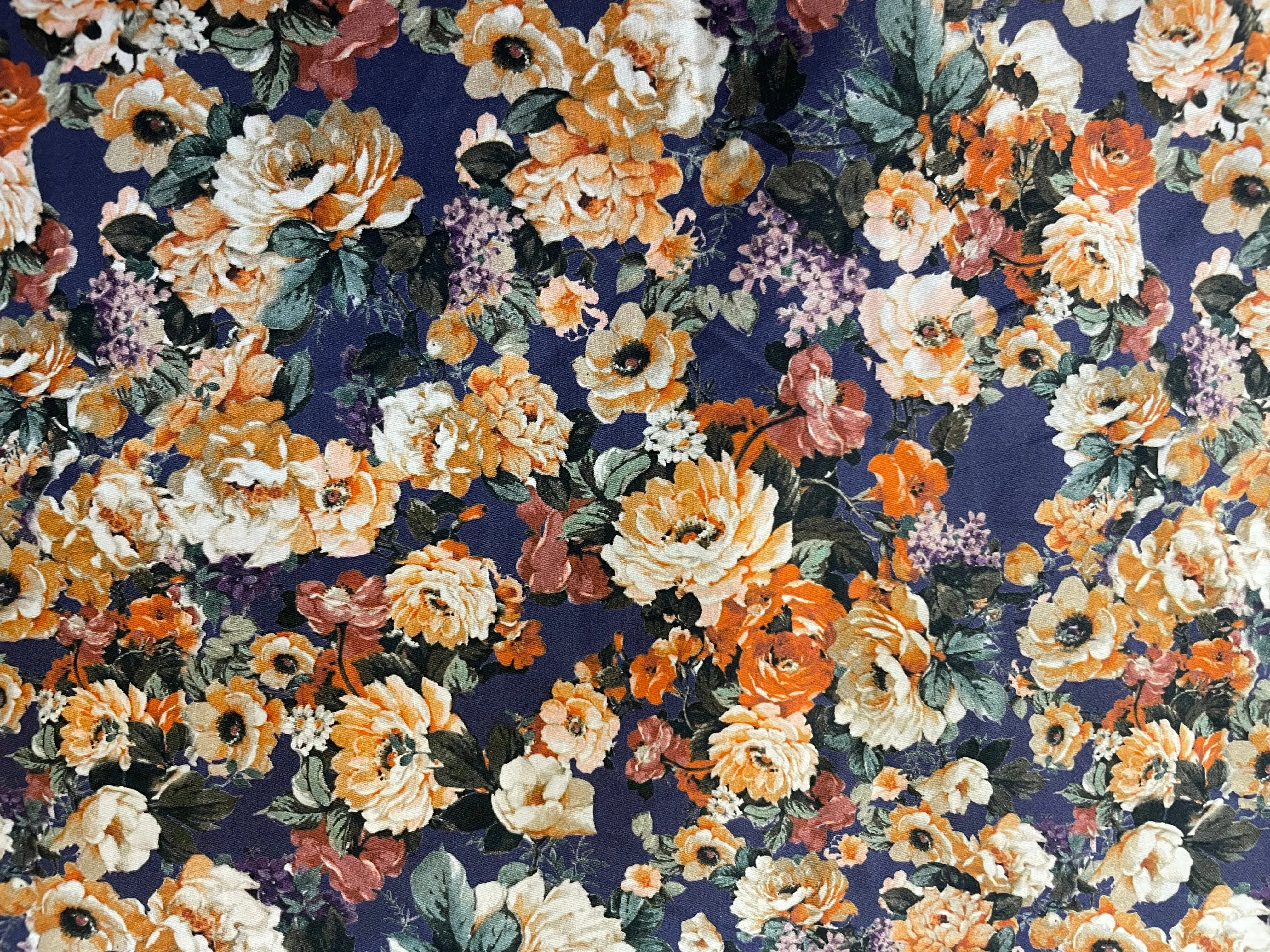 Floral Digital Print Cotton Calico Satin Finish - Multicolor