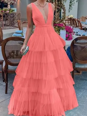 Fluffy Prom Dresses 2020, A-line Prom Dresses, Popular Long Prom Dresses