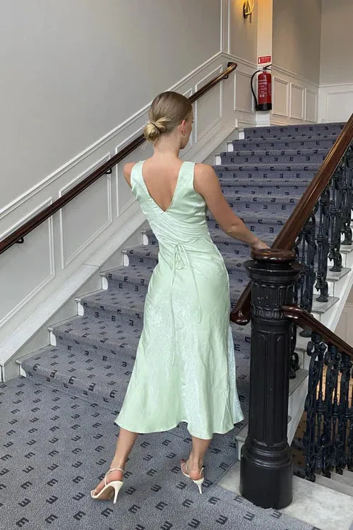Formal Wear Dresses Sage Green V Neck Ankle Length Party Dress Wedding Guest Dress Prom Dresses Shops Formal Women's Dresses