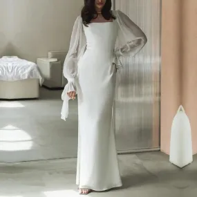 Formal Wear Dresses Simple White Elegant Long Sleeves Evening Party Dress Stores With Prom Dresses Formal Women's Dresses