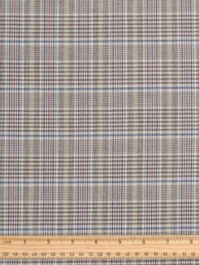 Glen Check Suiting Deadstock - Beige   Umber   Navy   Crimson - Swatch