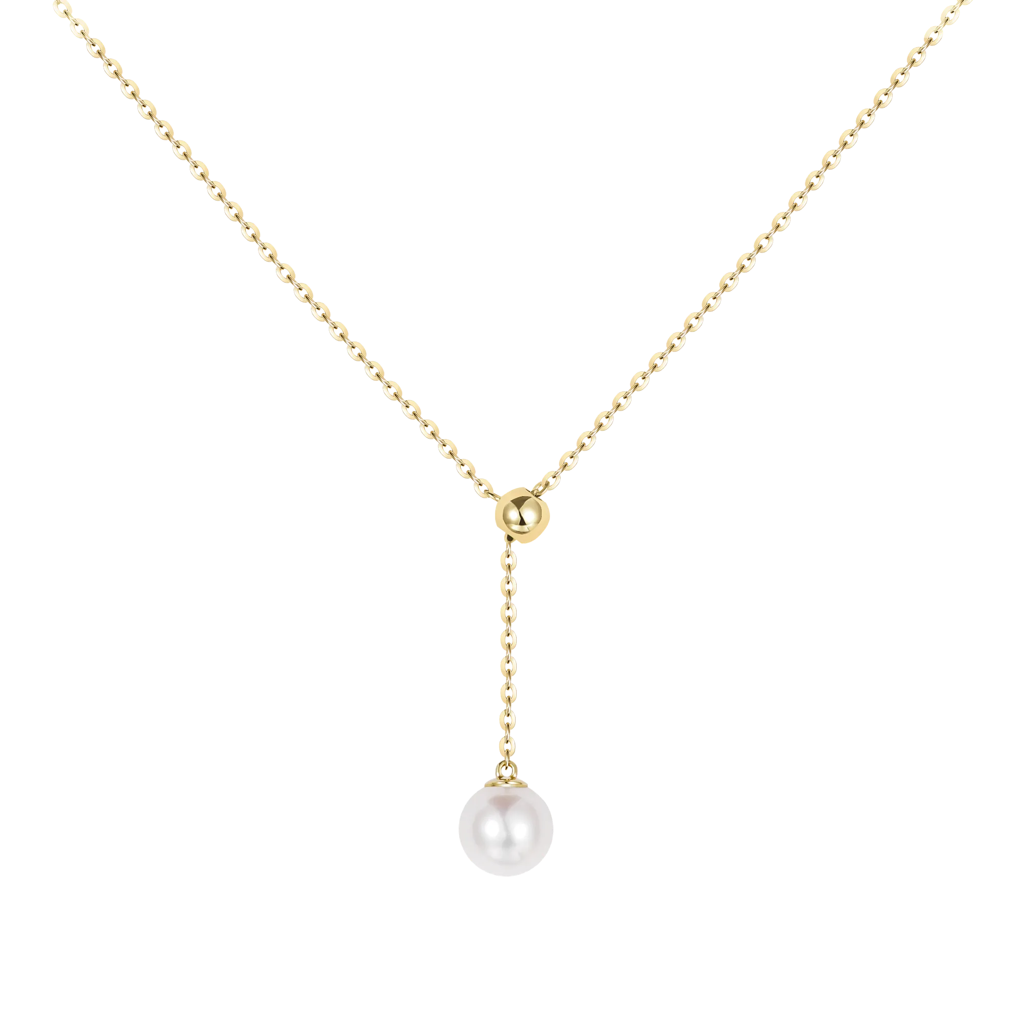 Gold Bead Pendant Pearl Necklace