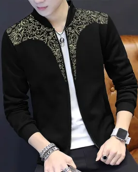 Golden Printed Jacket - Black