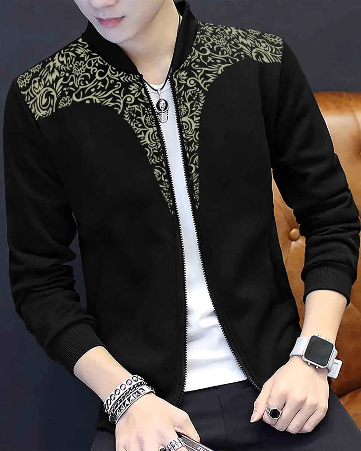 Golden Printed Jacket - Black