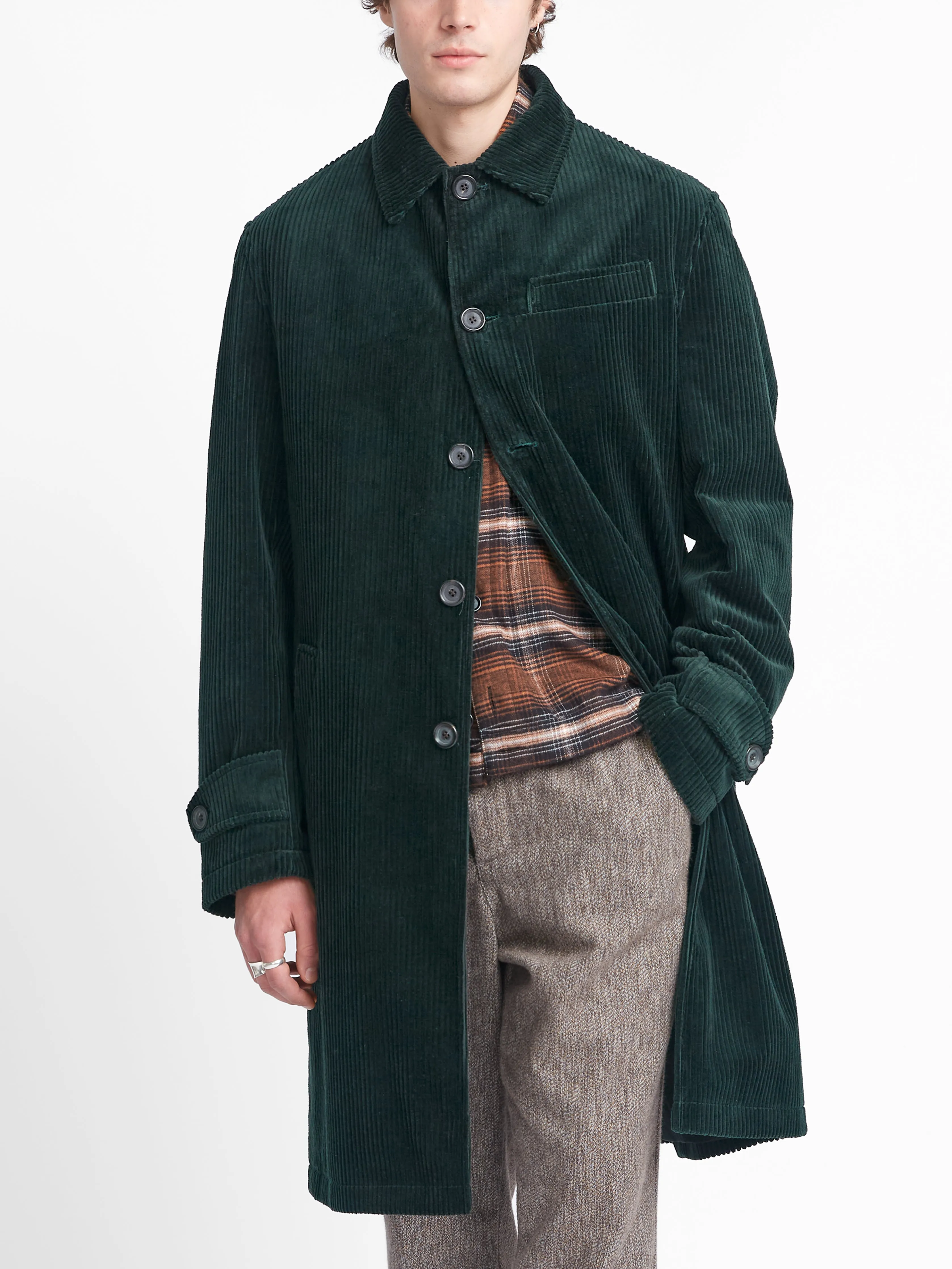 Optimized Product Title: Stylish Green Corduroy Grandpa Coat from Melrose