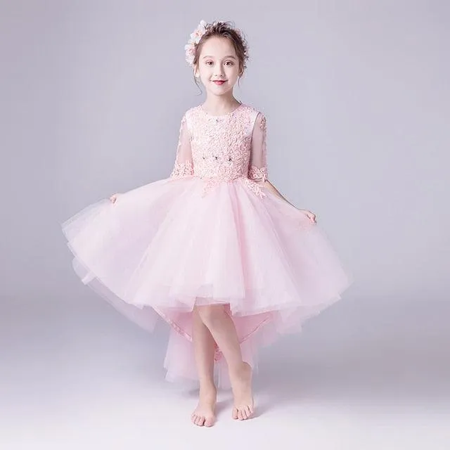 Half Sleeves Flower Girls Party Dresses
