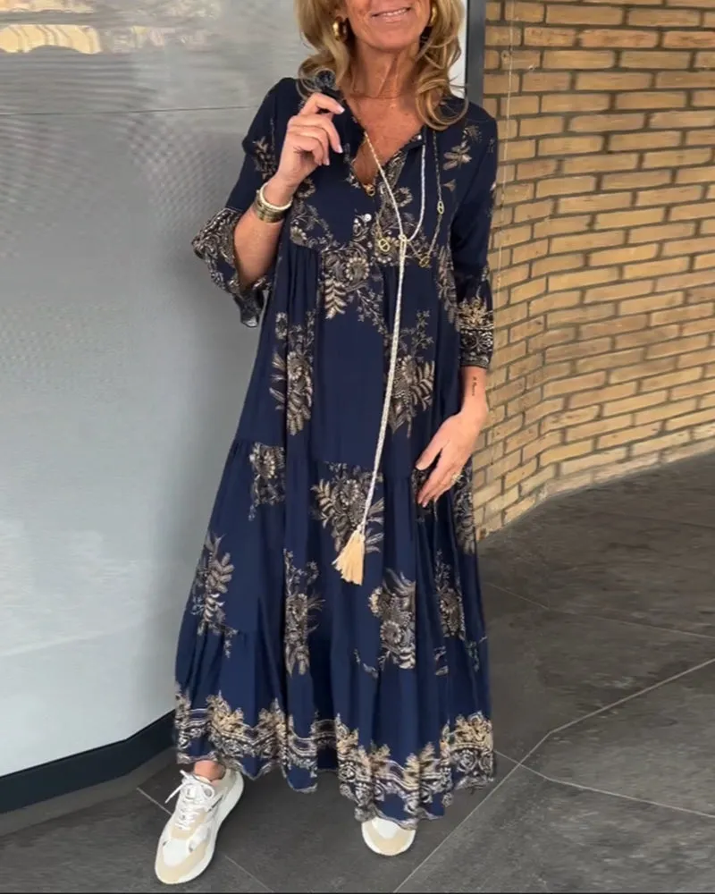 🔥Hot Sale 49% OFF🔥Loose-Fitting Vintage V-neck Dress
