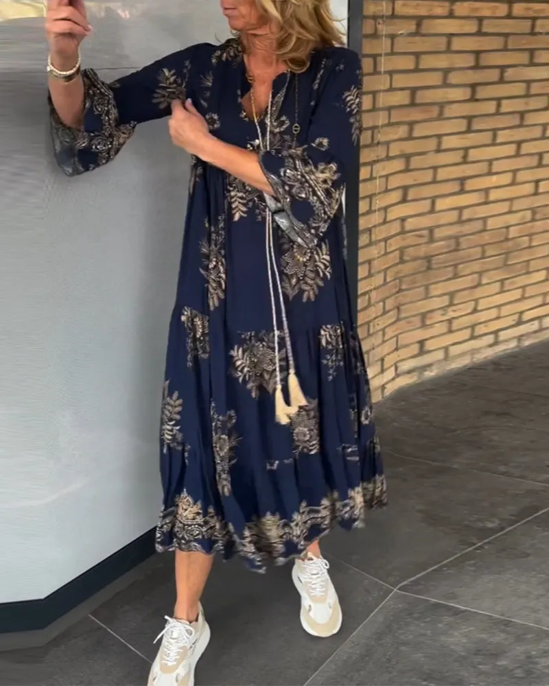 🔥Hot Sale 49% OFF🔥Loose-Fitting Vintage V-neck Dress