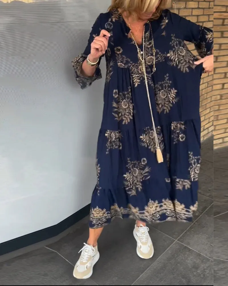 🔥Hot Sale 49% OFF🔥Loose-Fitting Vintage V-neck Dress
