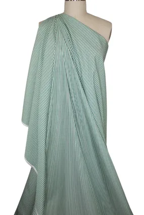 Italian Striped Cotton Shirting - Green/White