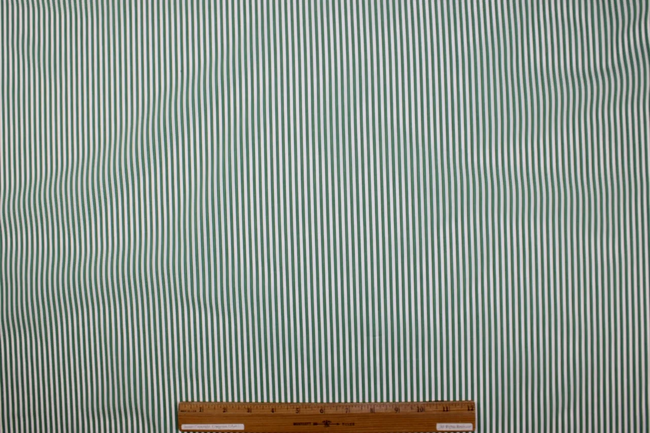 Italian Striped Cotton Shirting - Green/White