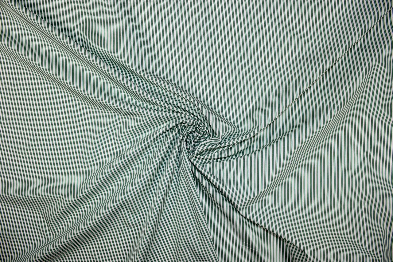 Italian Striped Cotton Shirting - Green/White