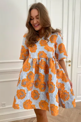 JasminIC Kjole - Orange Blomster