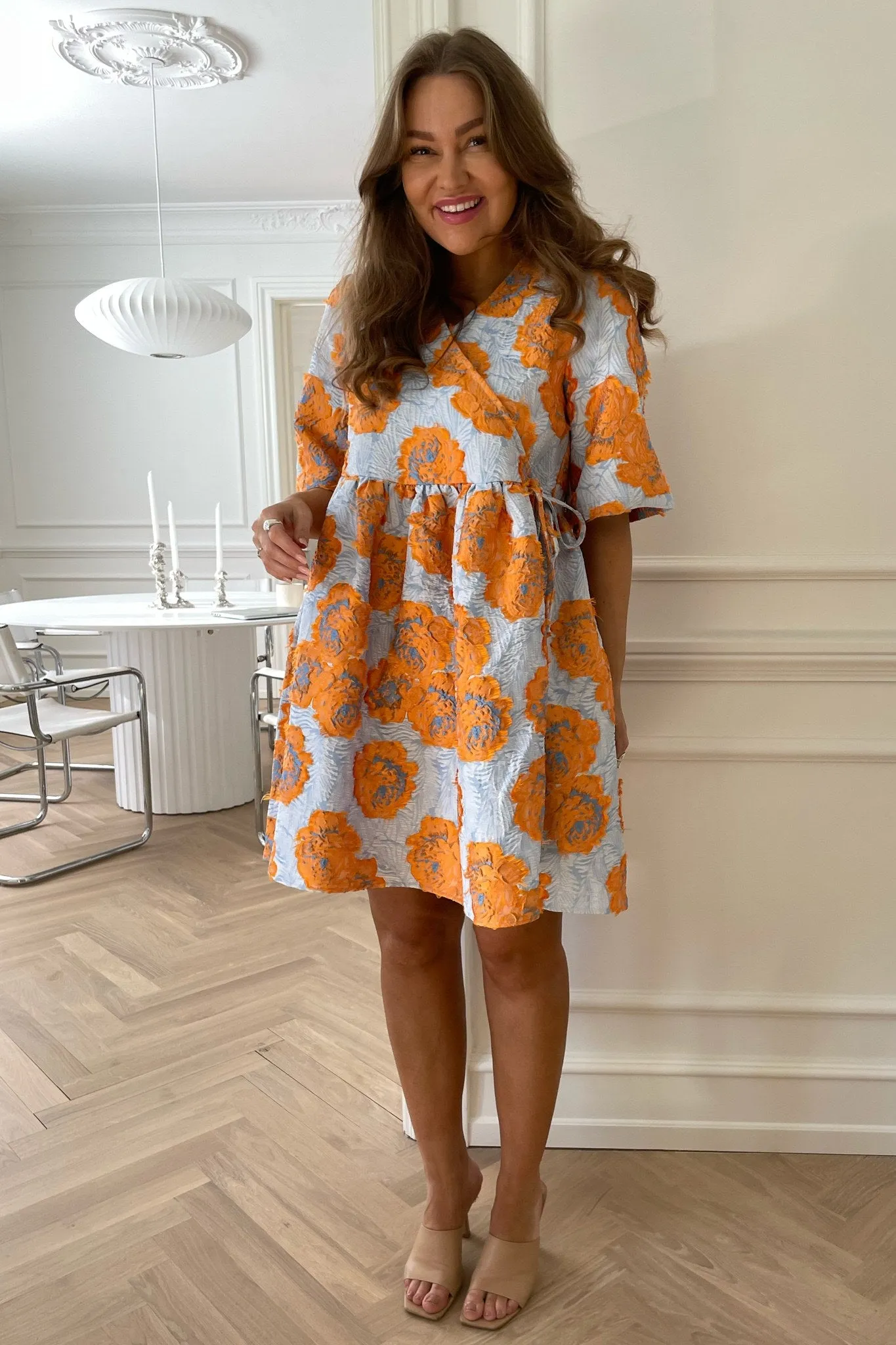 JasminIC Kjole - Orange Blomster