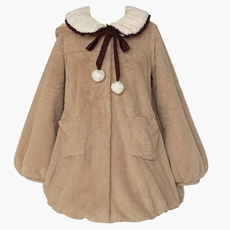 Kawaii Original Design Bear Lamb Velvet Lolita Coat