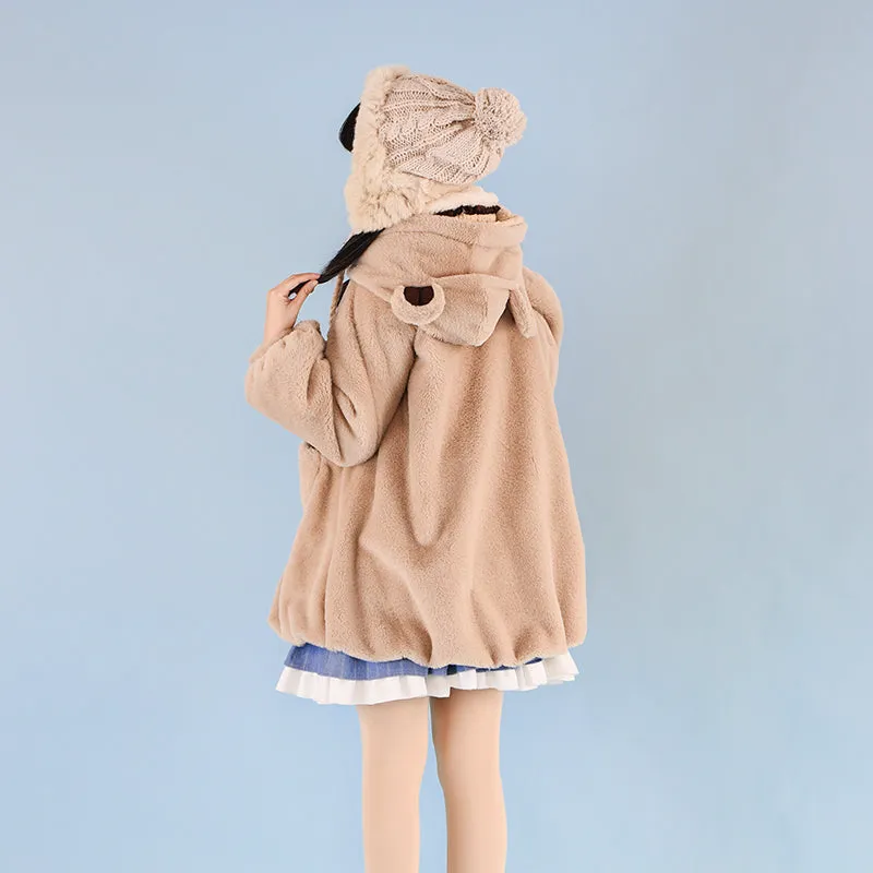 Kawaii Original Design Bear Lamb Velvet Lolita Coat