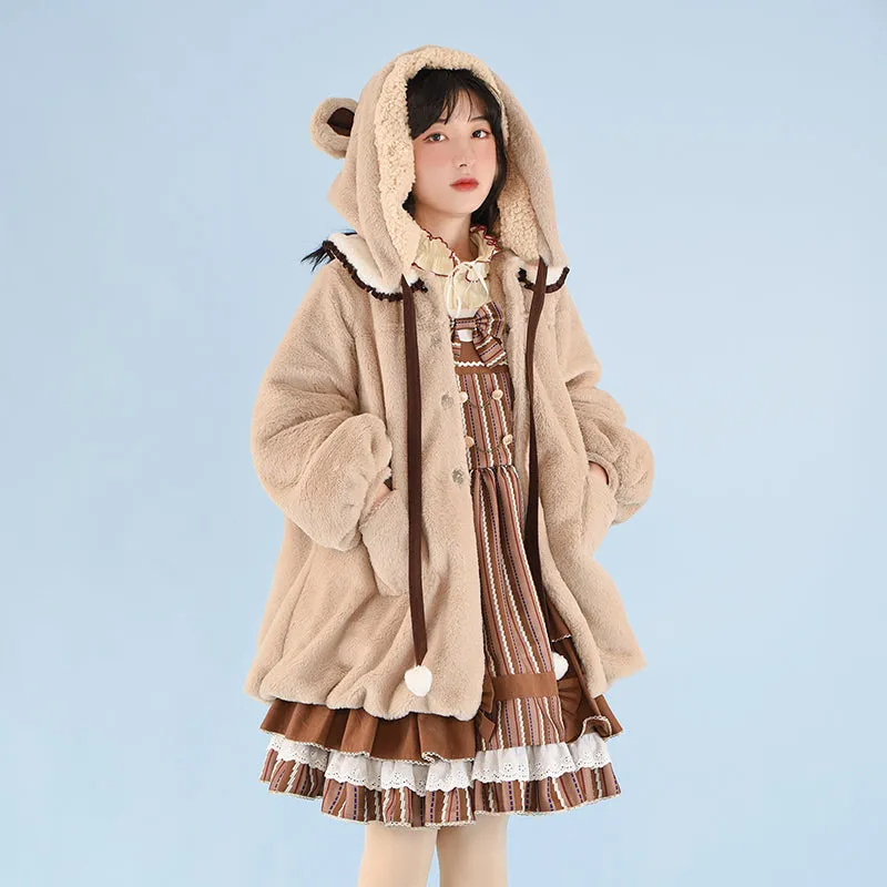 Kawaii Original Design Bear Lamb Velvet Lolita Coat