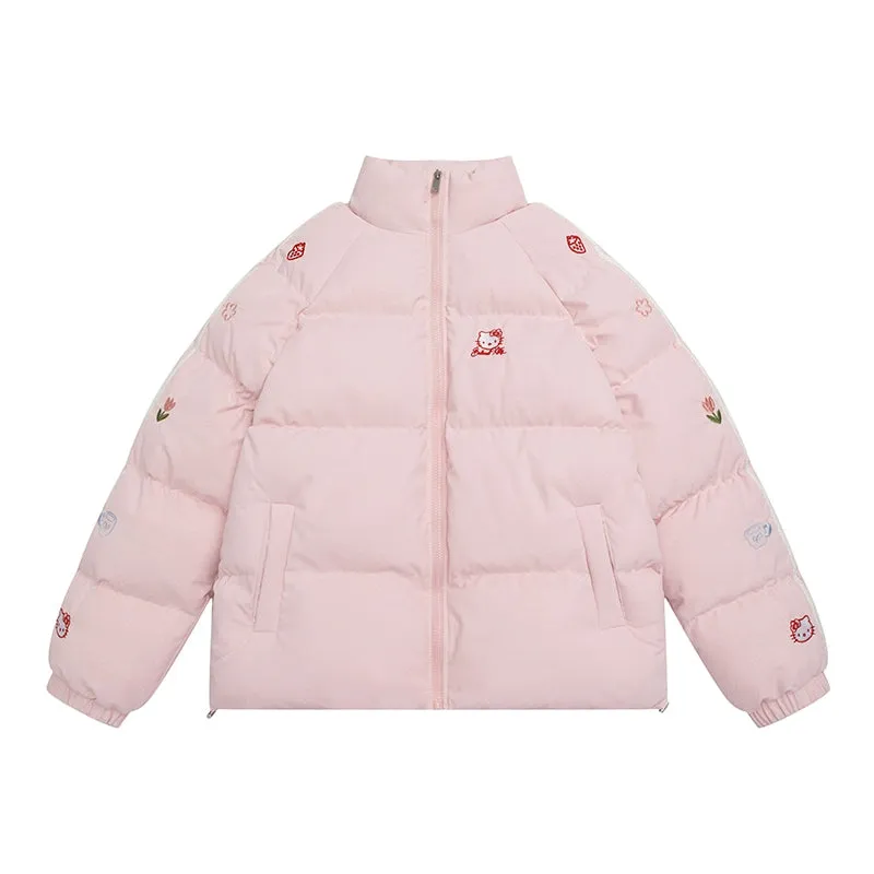 Kawaii Soft Style Pink Hello Kitty Printed Cotton Coat