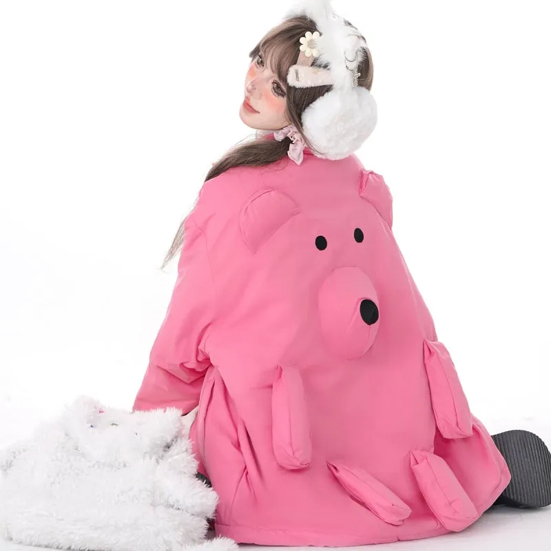 Kawaii Sweet Style Pink Bear Coat