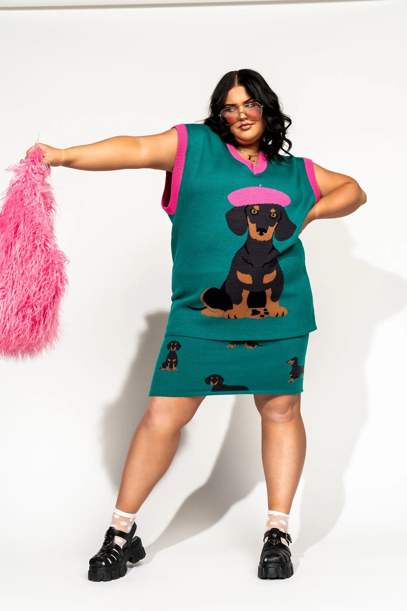 Knit Mini Skirt in Le Hot Dog
