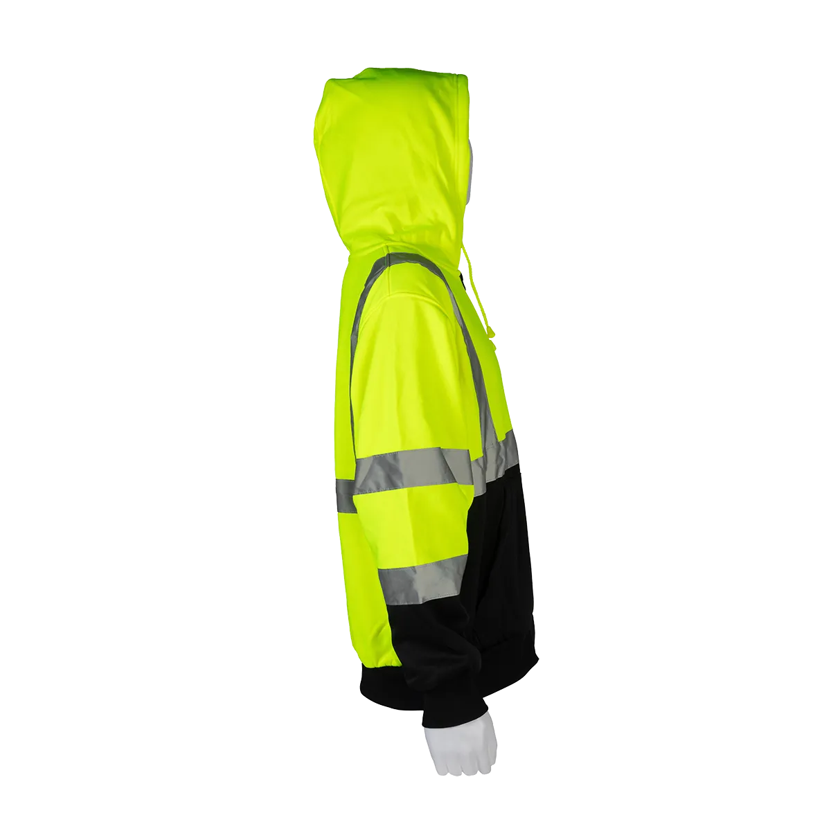 LBHSW-C3 ANSI Class 3 High-Vis Lime & Black Bottom Two Tone 16 OZ. Thermal Lined Zip-Up Hoodie
