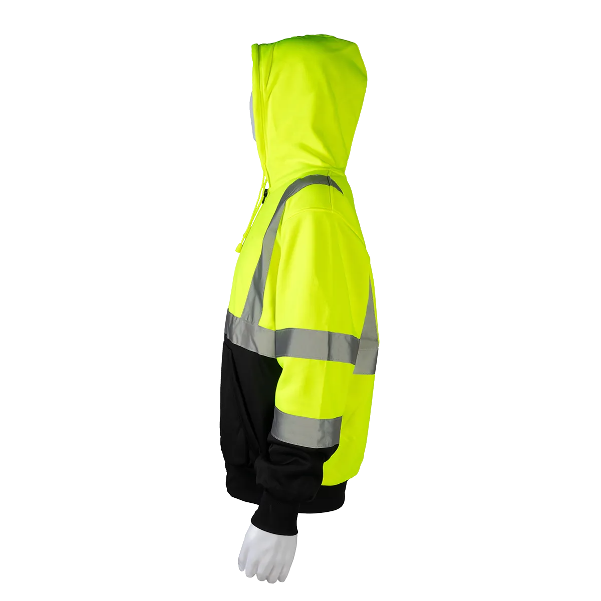 LBHSW-C3 ANSI Class 3 High-Vis Lime & Black Bottom Two Tone 16 OZ. Thermal Lined Zip-Up Hoodie