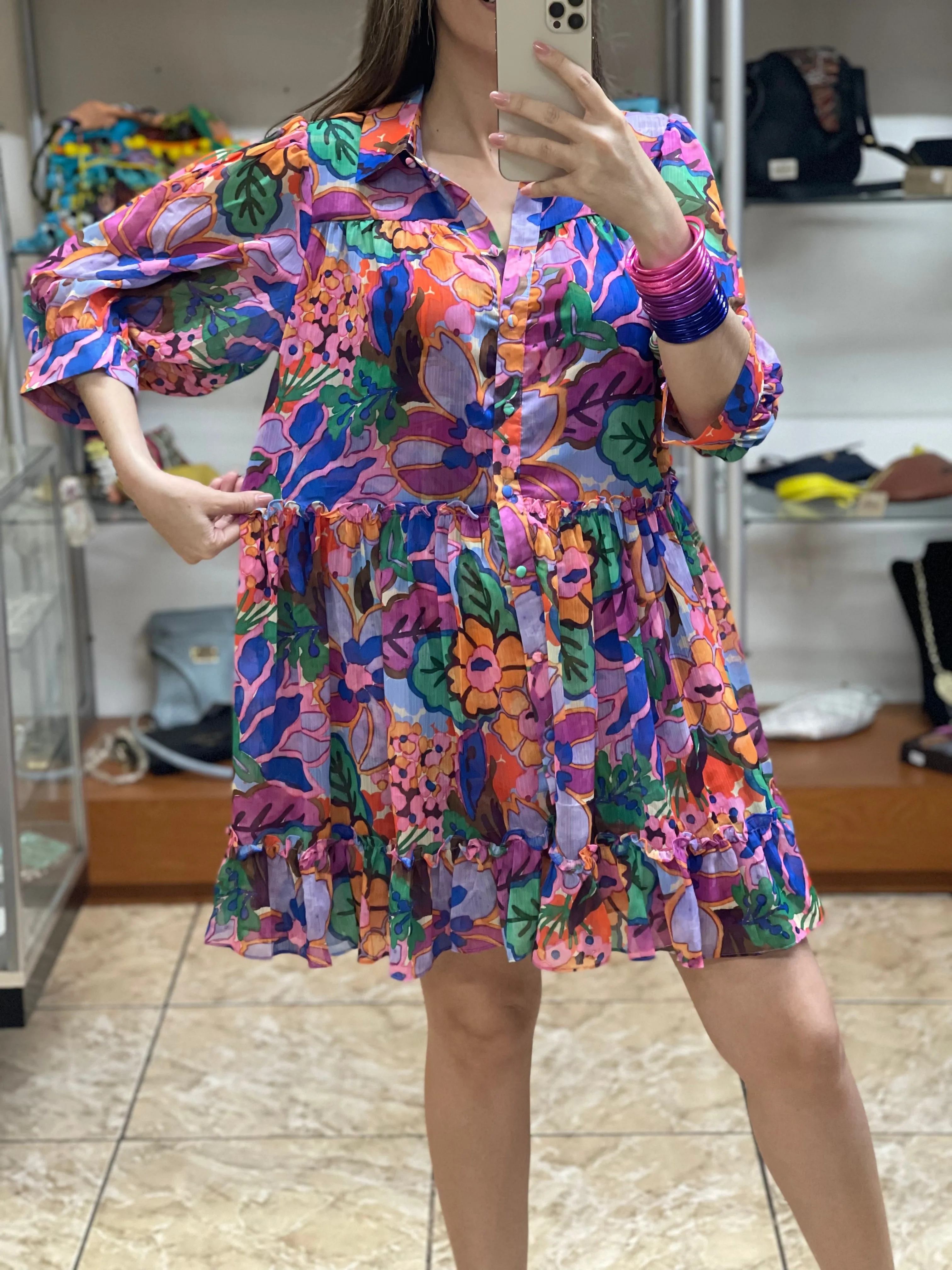 Lilac Tiered Floral Dress