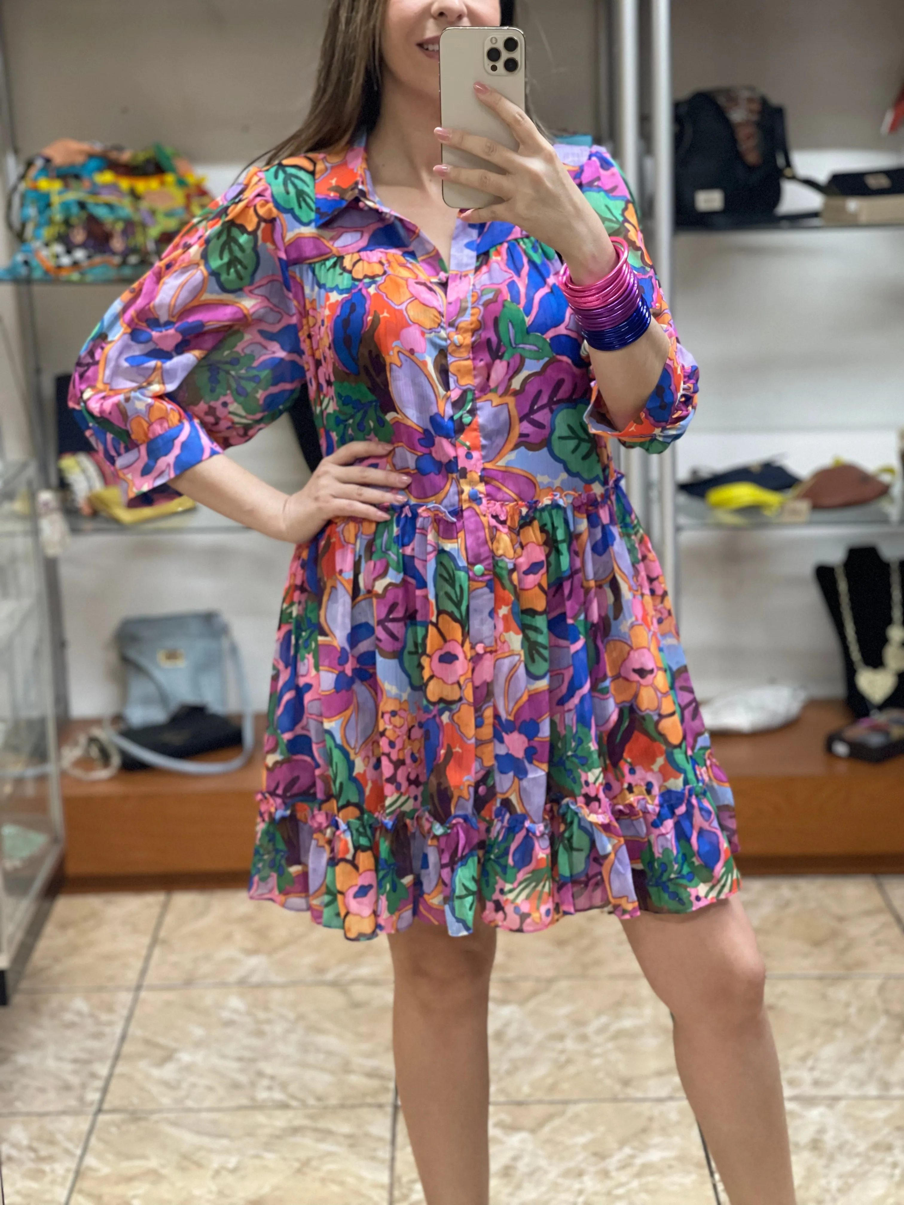 Lilac Tiered Floral Dress