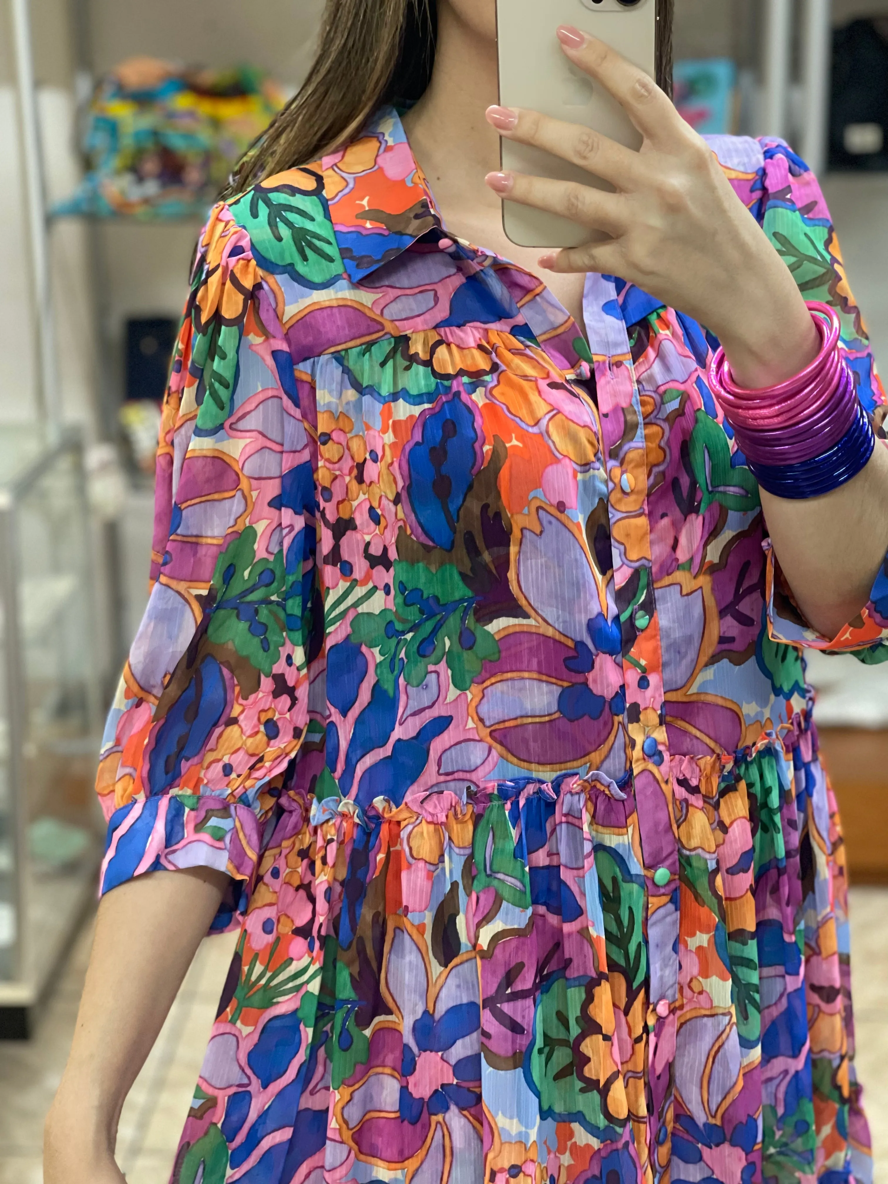 Lilac Tiered Floral Dress
