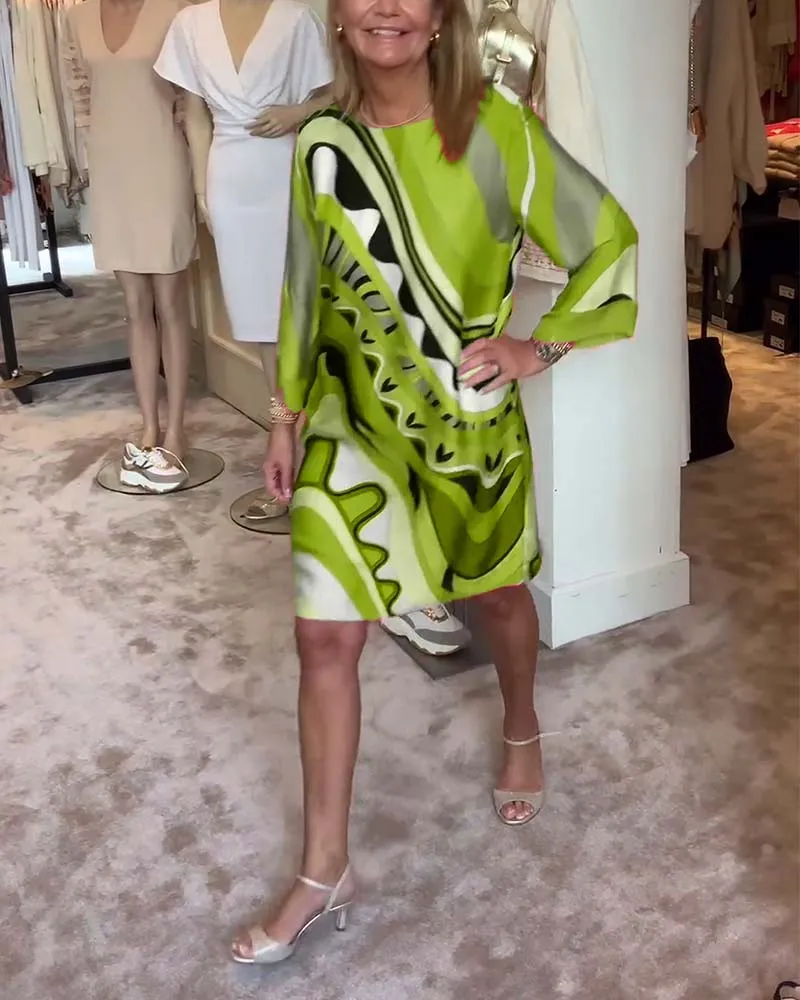 LIMITED SALE 49% OFFRound neck fashionable printed midi dress