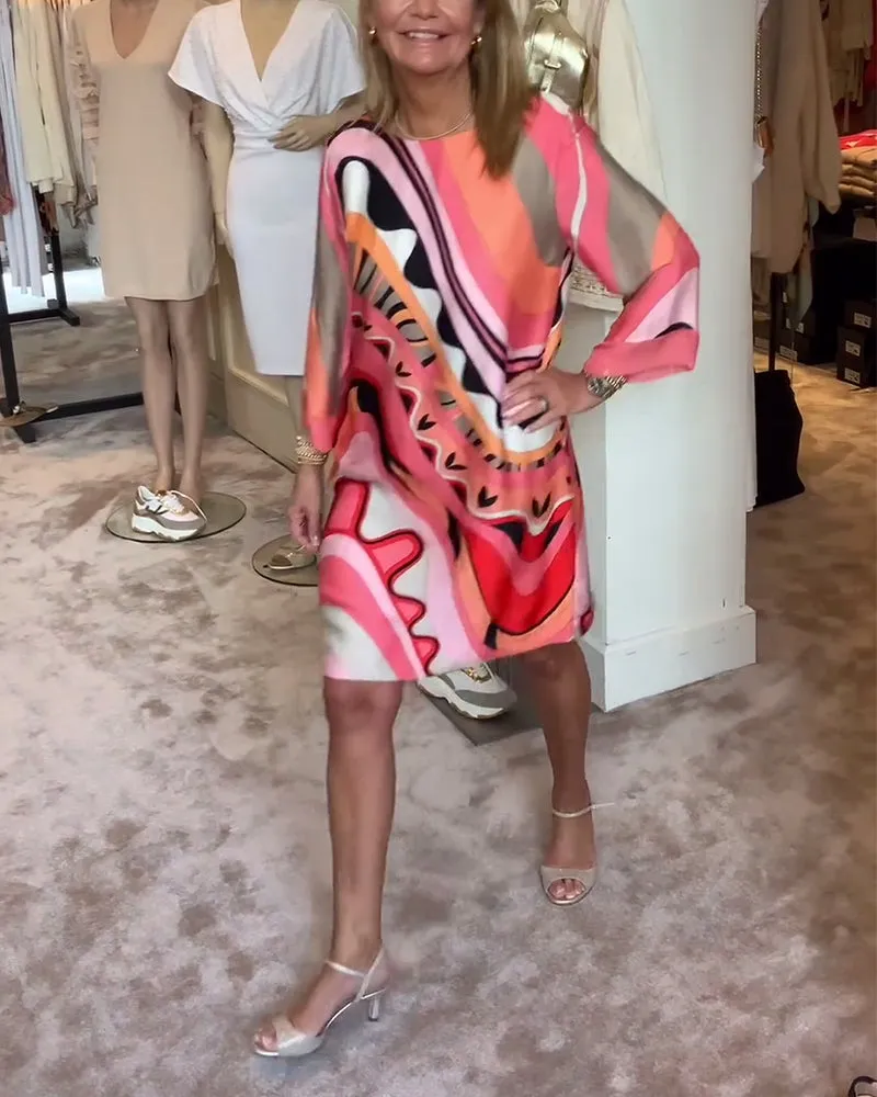 LIMITED SALE 49% OFFRound neck fashionable printed midi dress