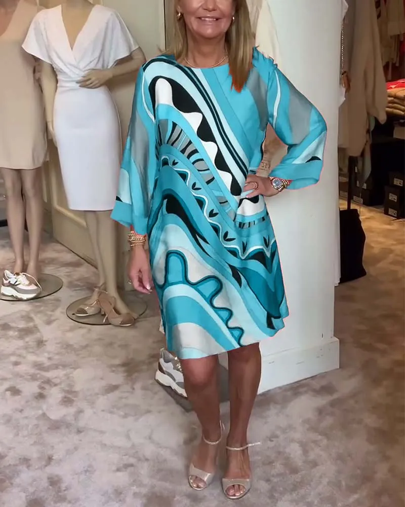 LIMITED SALE 49% OFFRound neck fashionable printed midi dress
