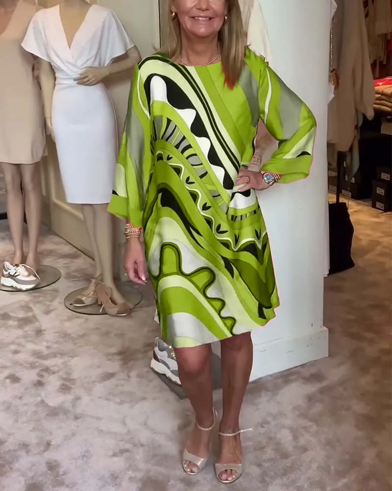 LIMITED SALE 49% OFFRound neck fashionable printed midi dress