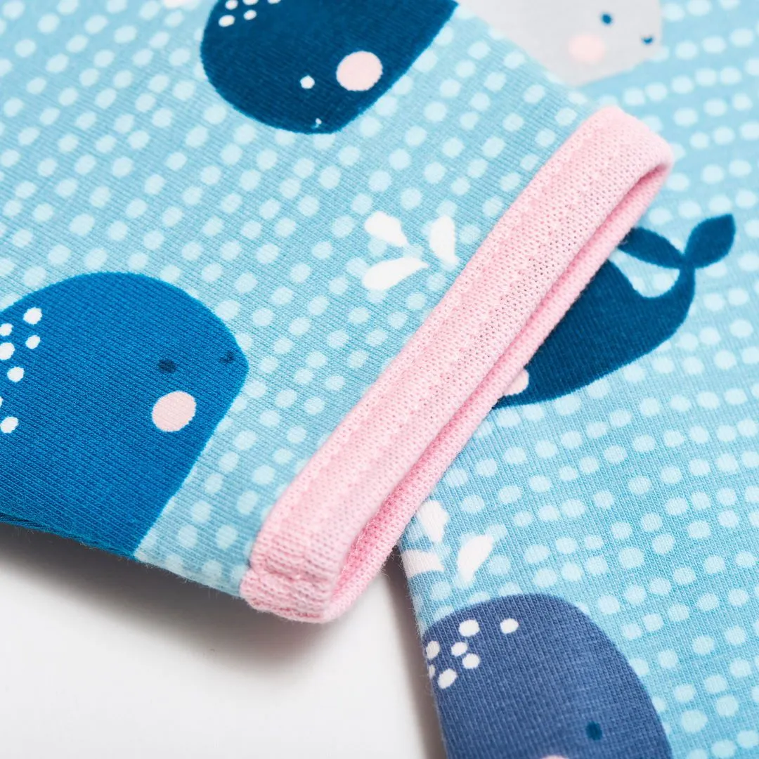 Lined baby jacket "Whales/Baby Pink"