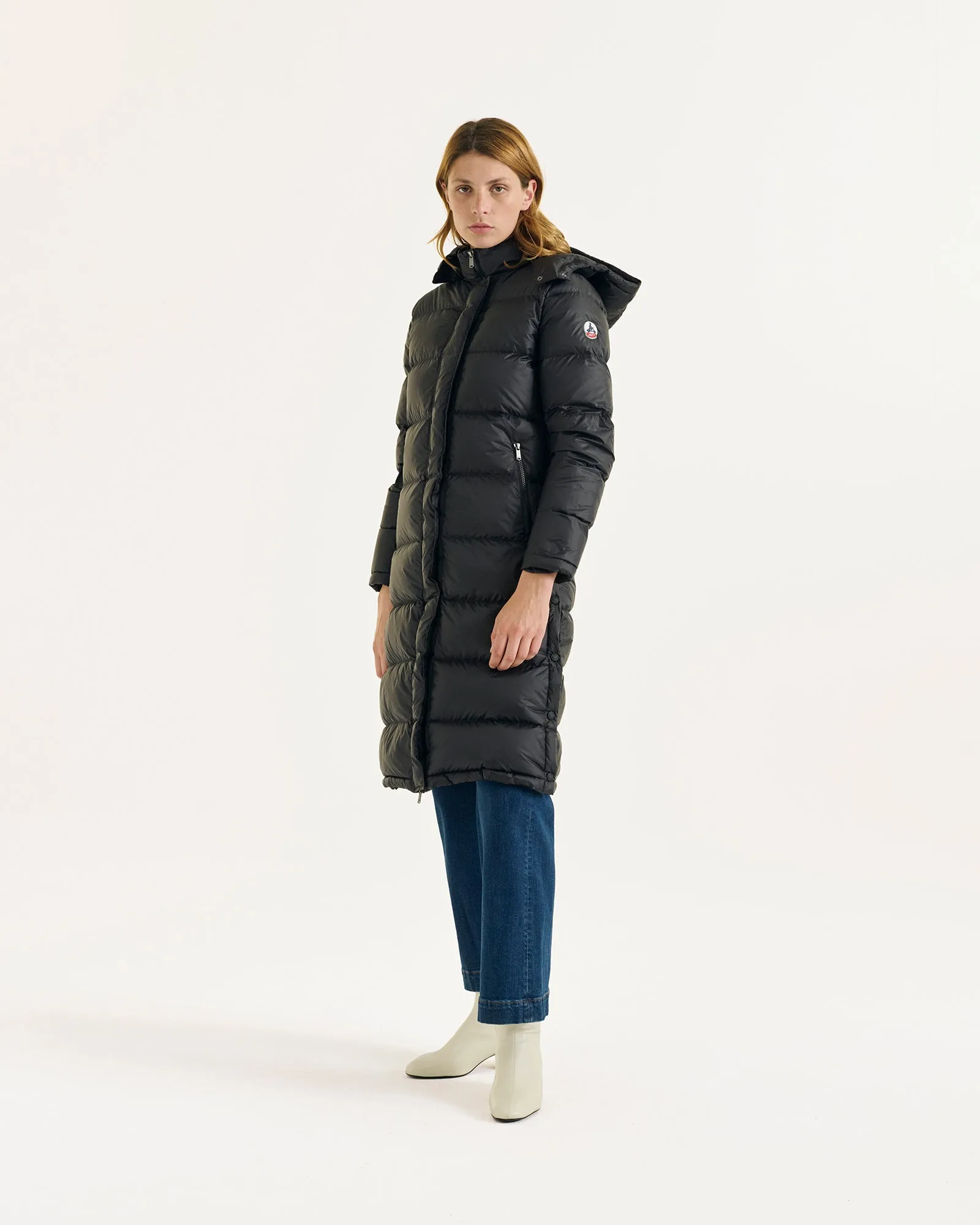 Long hooded down jacket Black Karachi