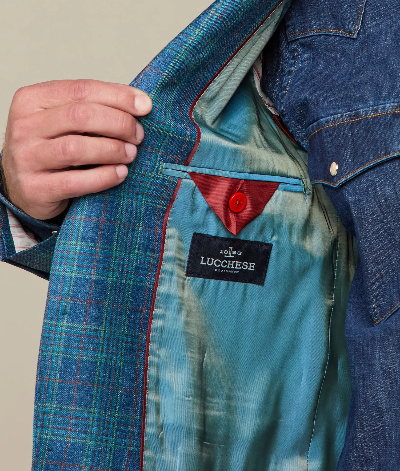 Lucchese Sport Coat :: Blue/Green/Red Plaid