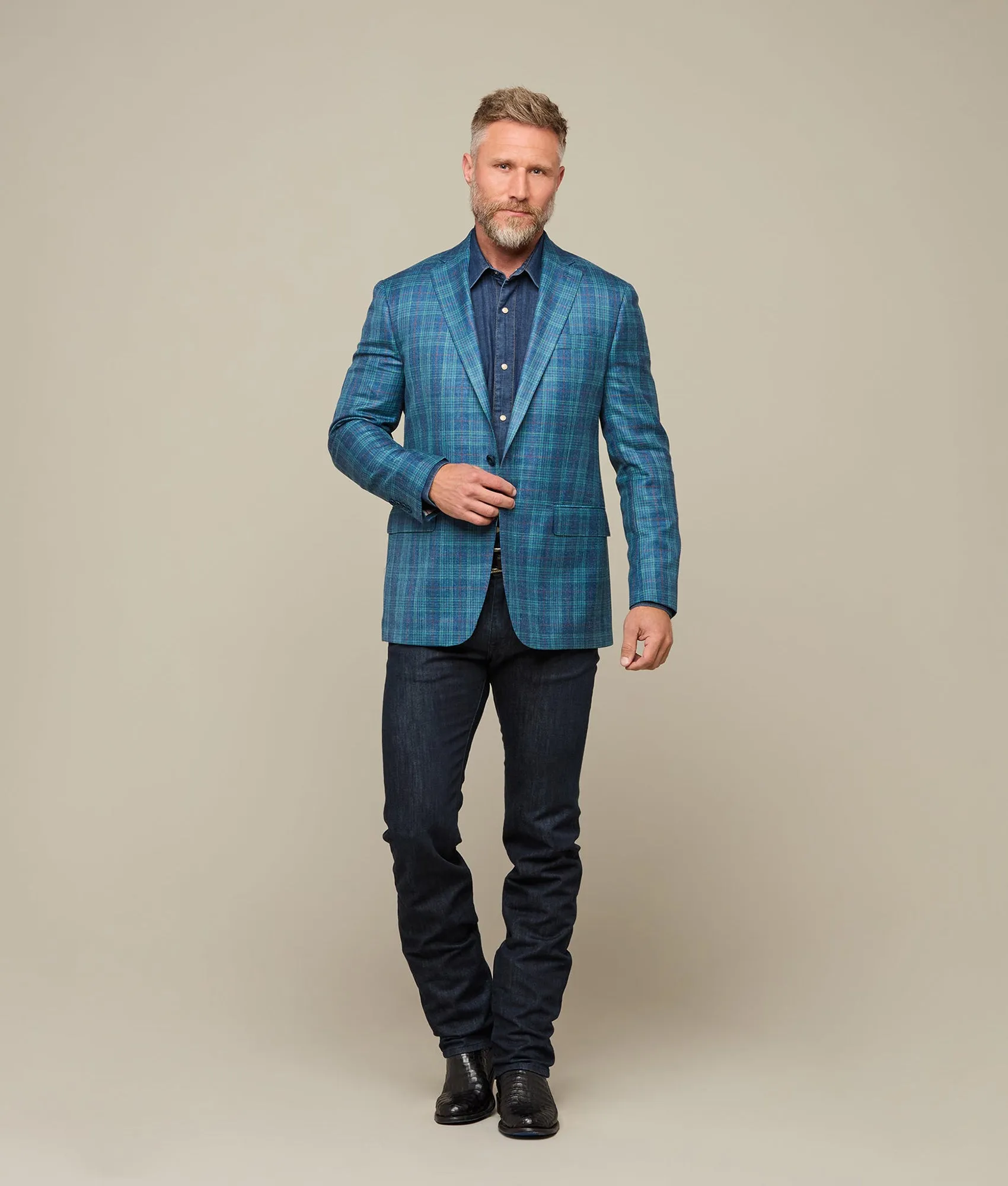 Lucchese Sport Coat :: Blue/Green/Red Plaid