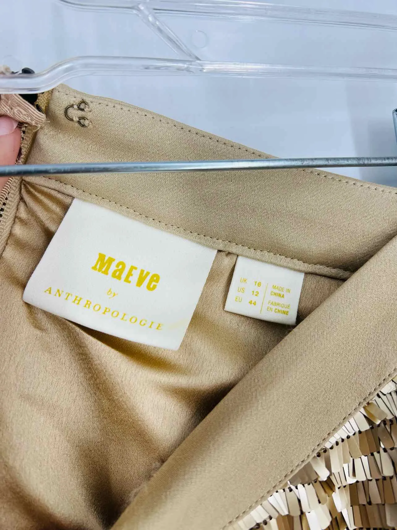 Maeve Size 16 Gold Metallic Fringe NEW Designer Skirt