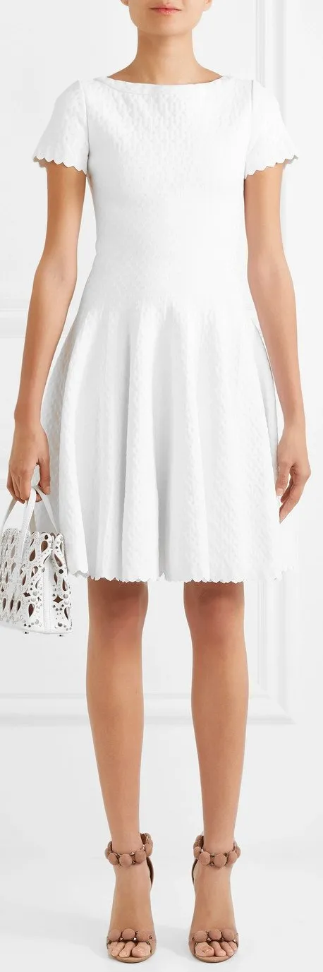 'Malte' Jacquard-Knit Mini Dress, White