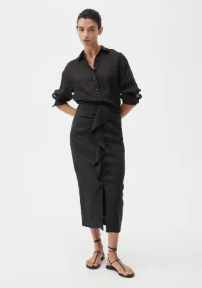 MORRISON Savasi Linen Skirt BLACK