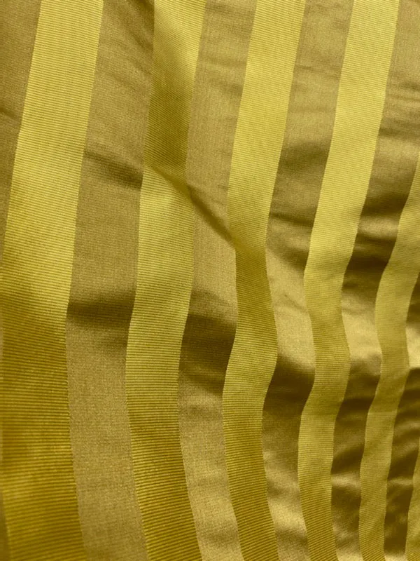 NEW Lady Quinn Designer 100% Silk Taffeta with Satin Ribbon Stripes Fabric - Mustard Gold