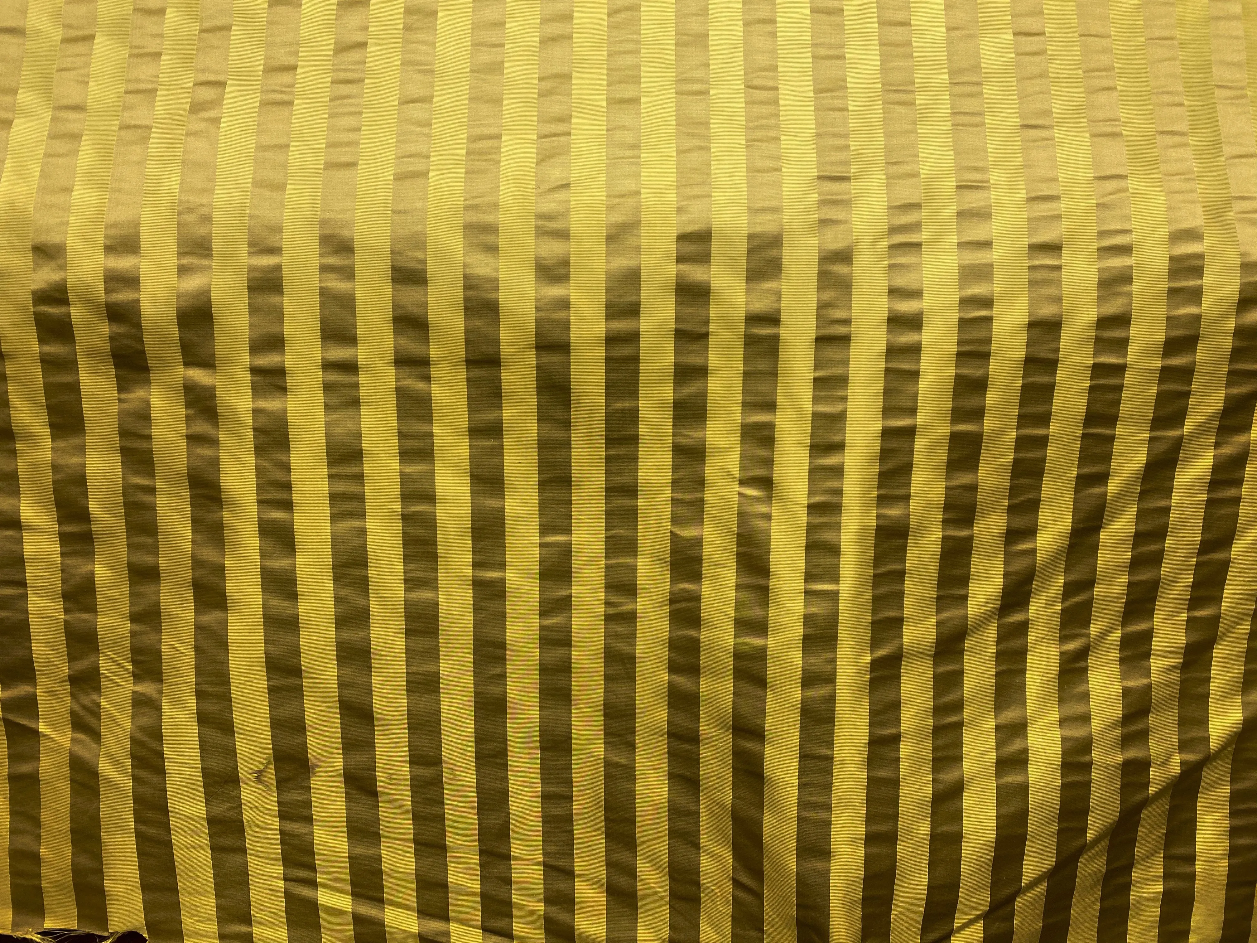 NEW Lady Quinn Designer 100% Silk Taffeta with Satin Ribbon Stripes Fabric - Mustard Gold