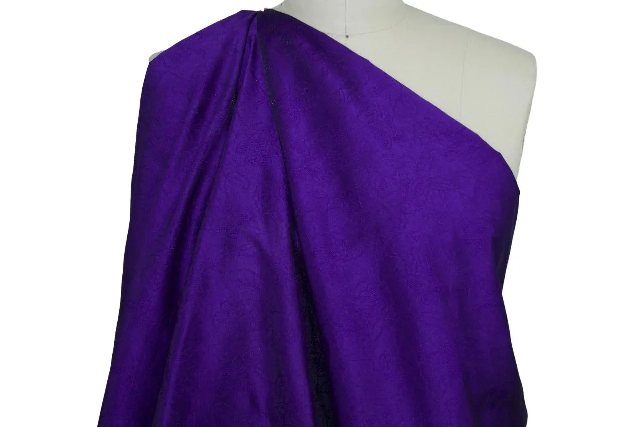 Novelty Jacquard Floral Organdy - Royal Purple