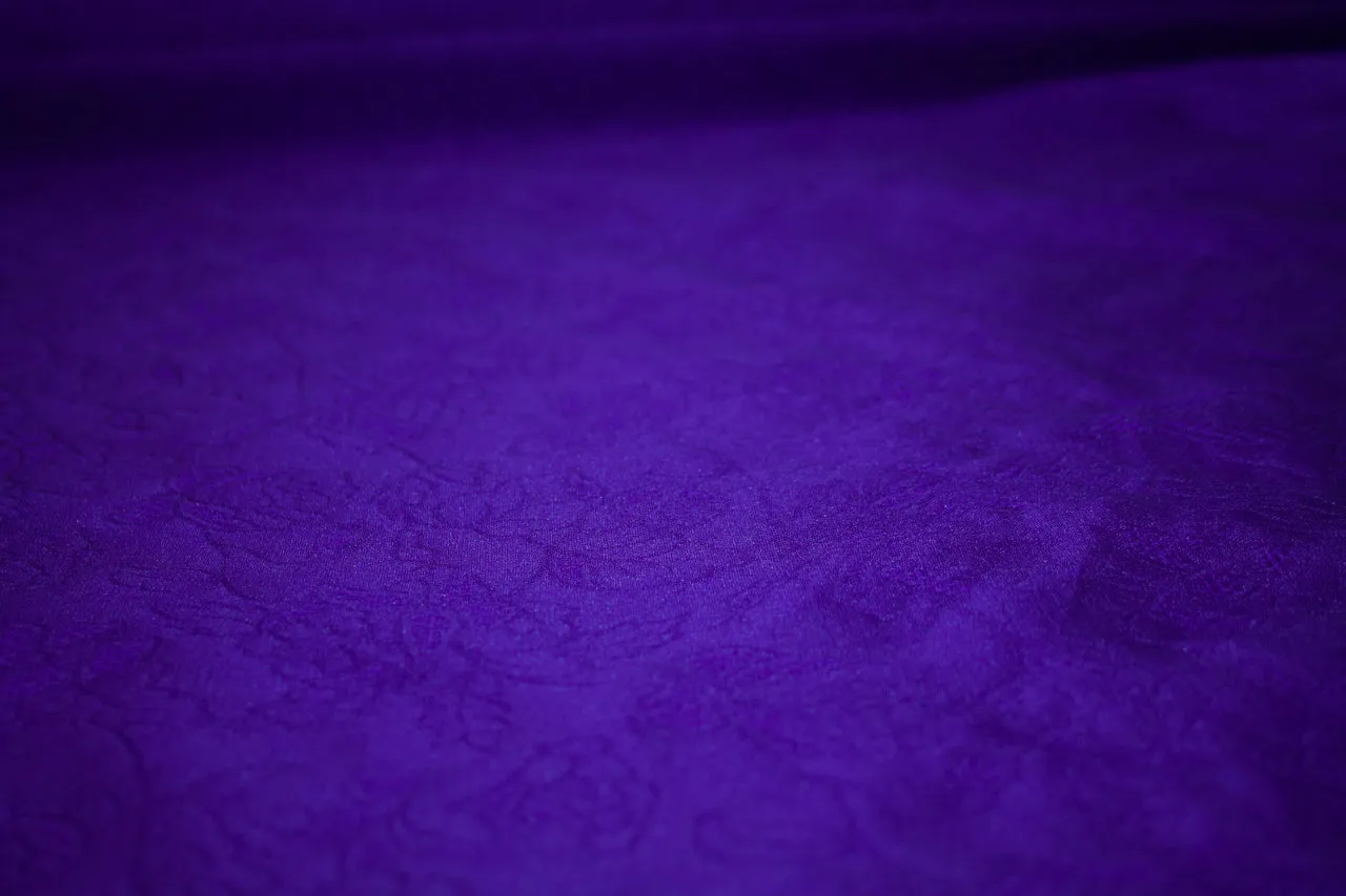 Novelty Jacquard Floral Organdy - Royal Purple
