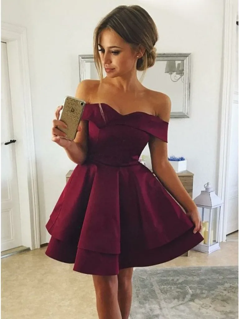 Off Shoulder Short Prom Dress,Homecoming Dress,School Dance Dress,BP200