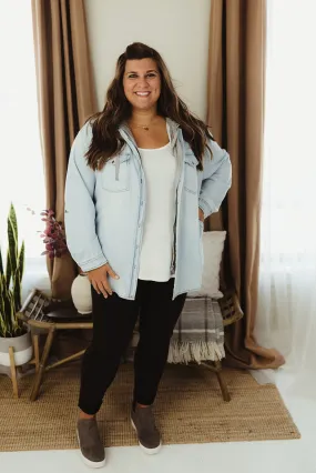 Oversized Denim Zip Hoodie