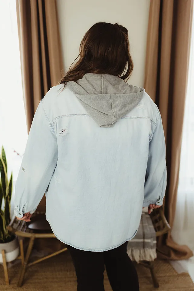 Oversized Denim Zip Hoodie