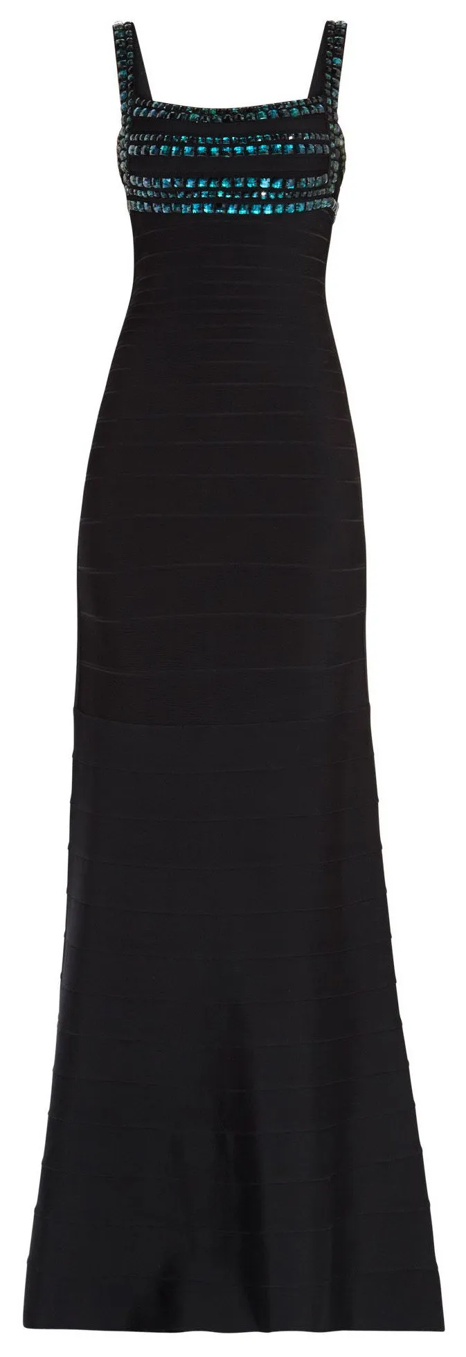 'Phelicia' Stacked Sequin & Bead Gown - Black